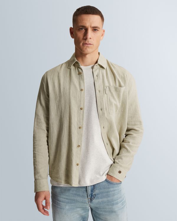 Shirt in cotton/linen twill with chest pocket – Weeping Willow – Casual overhemden | CAST IRON