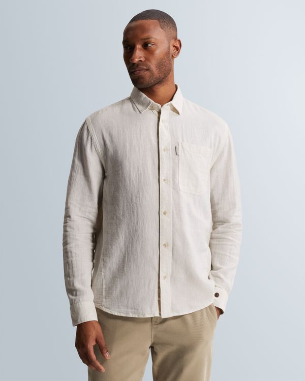 Shirt in cotton/linen twill with chest pocket – Grey Comfort Denim – Casual shirts | CAST IRON