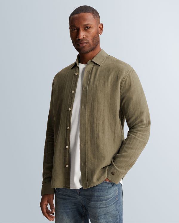Shirt in cotton/linen with texture pattern – Coriander – Heren casual overhemden | CAST IRON