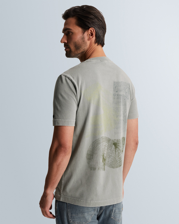 T-shirt in a cotton blend with back artwork – Grey Comfort Denim – T-shirts | CAST IRON