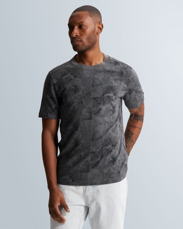 T-shirt in piqué with jacquard pattern – Grey Comfort Denim – T-shirts | CAST IRON