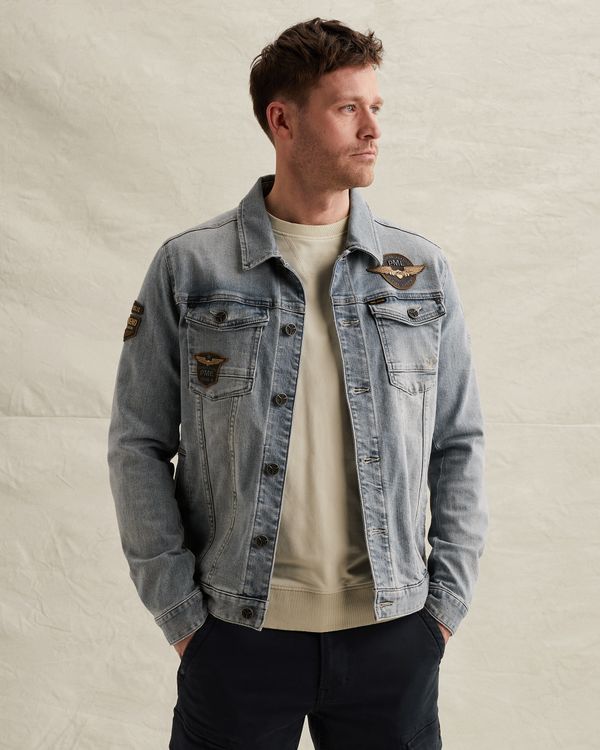 Denim jacket met badges – Black Indigo – Zomerjassen | PME LEGEND
