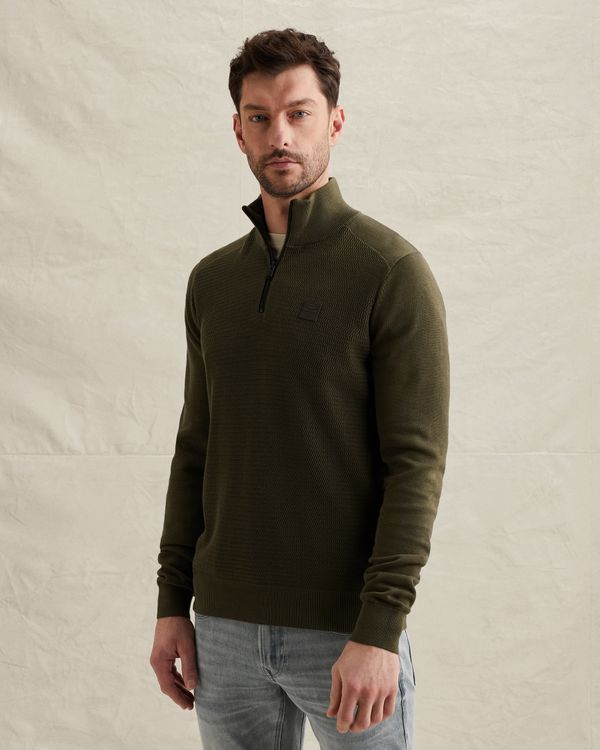 Pullover in cotton/modal with half-zip – Elmwood – Pullovers | PME LEGEND