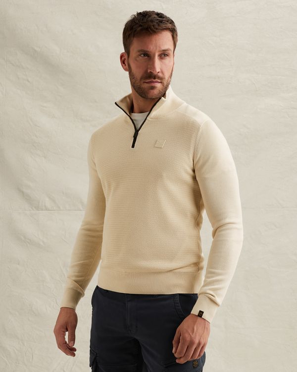 Pullover in cotton/modal with half-zip – Castle Wall – Pullovers | PME LEGEND
