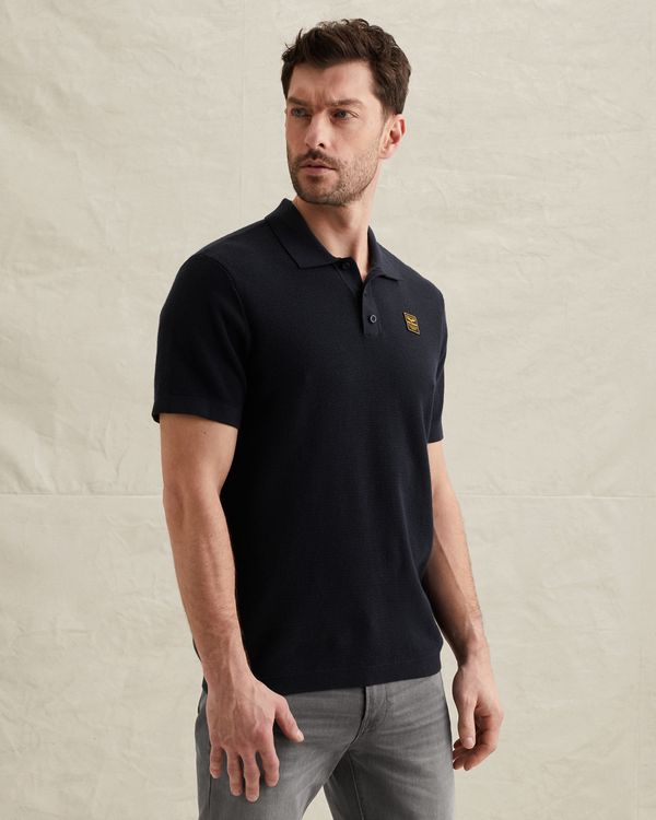 Polo shirt with waffle texture – Black Indigo – Polo shirts | PME LEGEND