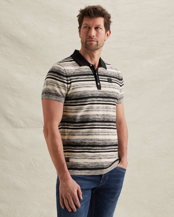 Polo shirt with color gradient and badge – Black Indigo – Polo shirts | PME LEGEND