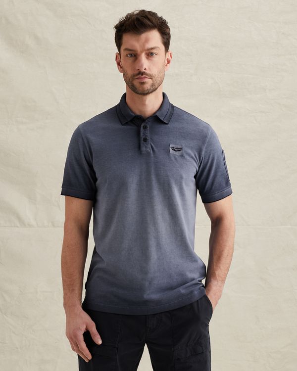 Polo shirt with cold-dye wash and flight pocket – Black Indigo – Polo shirts | PME LEGEND