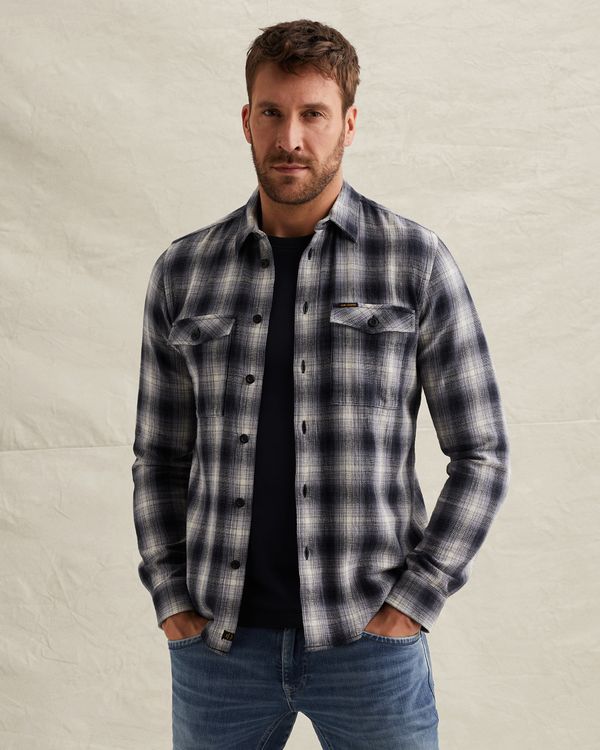 Shirt with chest pockets and stitching details – Grey Comfort Denim – Casual shirts | PME LEGEND