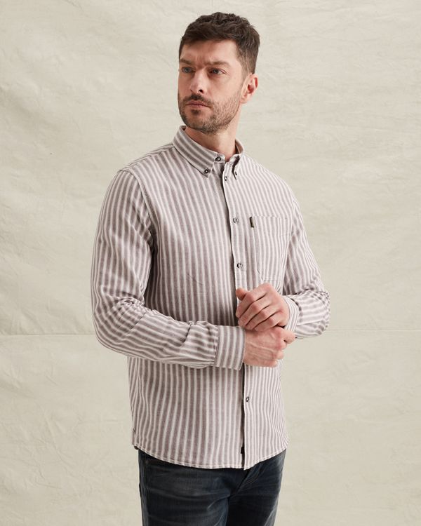 Shirt in cotton/linen with stripe pattern – Burnshed Lilac – Casual shirts | PME LEGEND