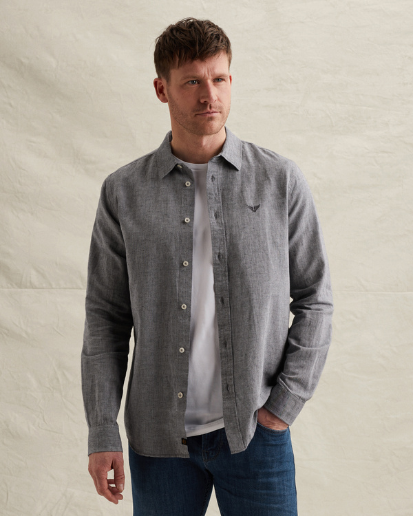 Shirt in cotton/linen with allover print – Black Indigo – Casual shirts | PME LEGEND