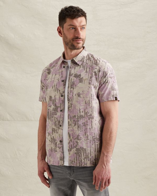 Shirt with short sleeves and allover print – Burnshed Lilac – Casual shirts | PME LEGEND