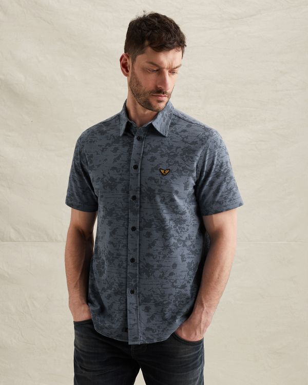 Shirt in jersey piqué with allover print – Black Indigo – Casual shirts | PME LEGEND