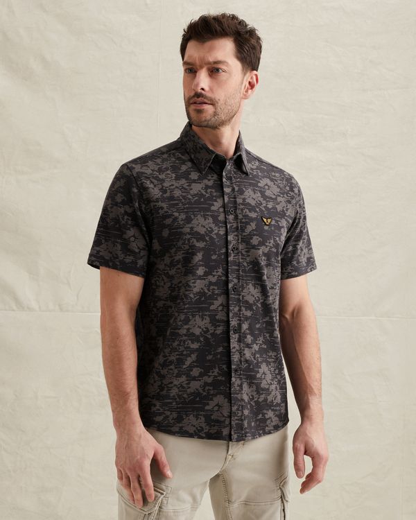 Shirt in jersey piqué with allover print – Black Indigo – Casual shirts | PME LEGEND