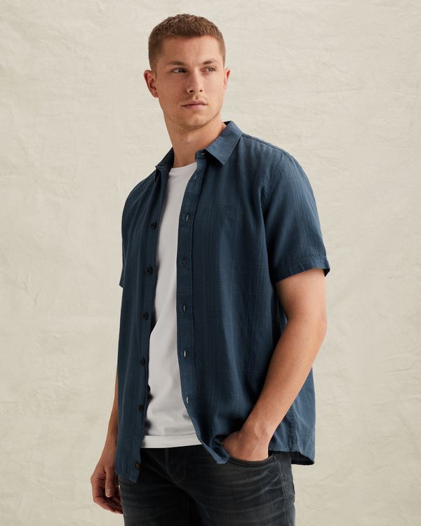 Shirt with short sleeves and check texture – Black Indigo – Casual shirts | PME LEGEND