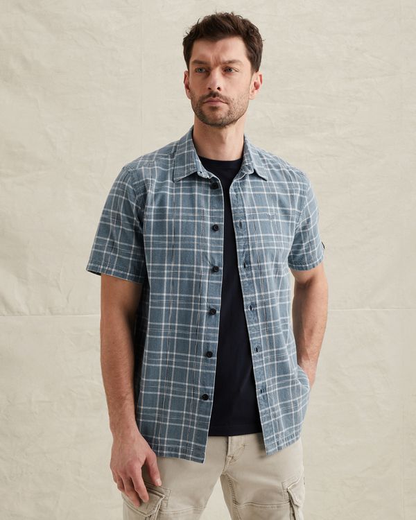 Shirt with short sleeves and check pattern – Black Indigo – Casual shirts | PME LEGEND