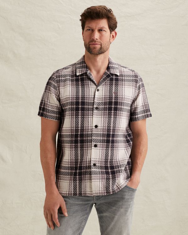 Hemd mit Karomuster und Bowlingkragen – Burnshed Lilac – Casual-Hemden | PME LEGEND