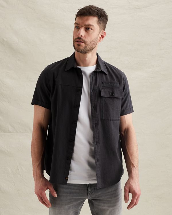Shirt in slub cotton with short sleeves – Black Indigo – Casual shirts | PME LEGEND