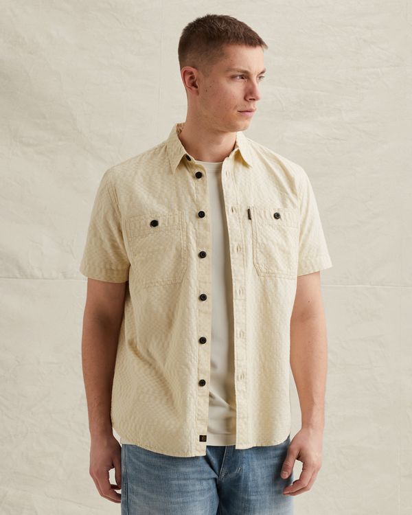 Shirt with short sleeves and jacquard pattern – Castle Wall – Casual shirts | PME LEGEND