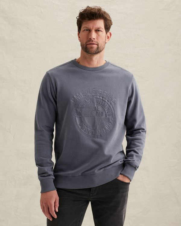 Sweatshirt with embroidered artwork – Grey Comfort Denim – Sweatshirts | PME LEGEND