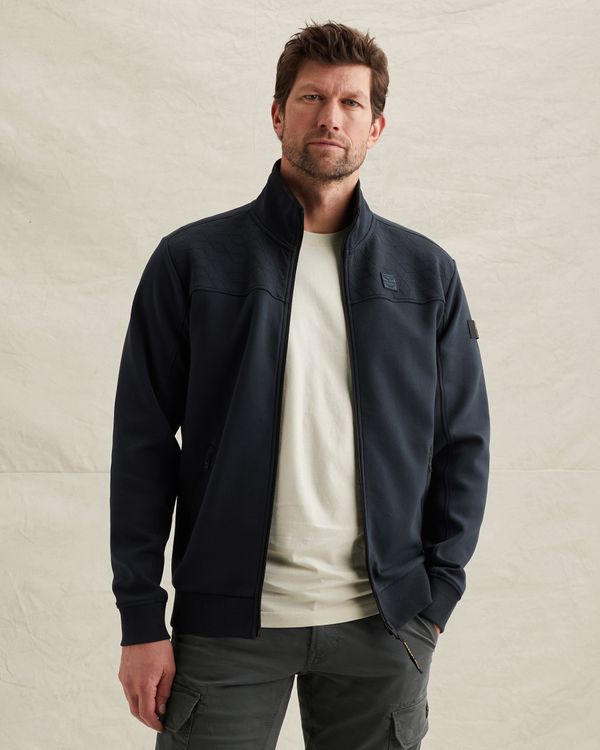 Sweat jacket with stand-up collar and zipper closure – Black Indigo – Sweatshirts | PME LEGEND