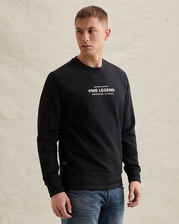 Sweatshirt with artwork and ribbed collar – Black Indigo – Sweatshirts | PME LEGEND