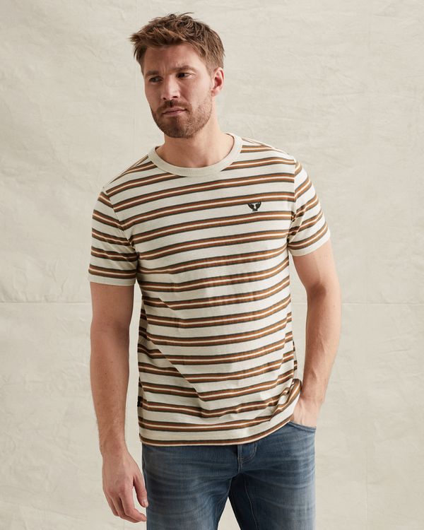 T-Shirt mit Streifenmuster und gesticktem Logo – Castle Wall – T-Shirts | PME LEGEND