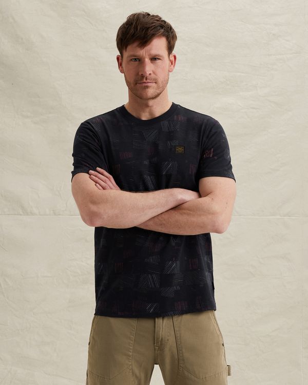 T-shirt with allover print and slub effect – Black Indigo – T-shirts | PME LEGEND