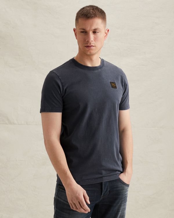 T-shirt with a garment-dye wash and badge – Black Indigo – T-shirts | PME LEGEND