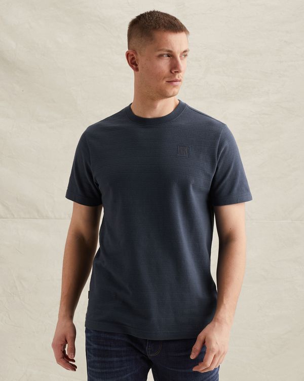 T-shirt with jacquard stripe pattern – Black Indigo – T-shirts | PME LEGEND