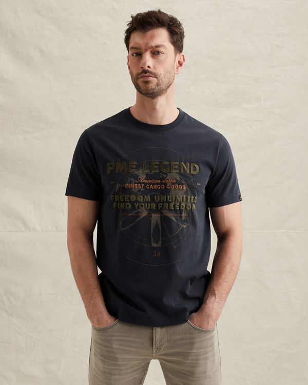 T-shirt in cotton jersey with artwork – Black Indigo – T-shirts | PME LEGEND