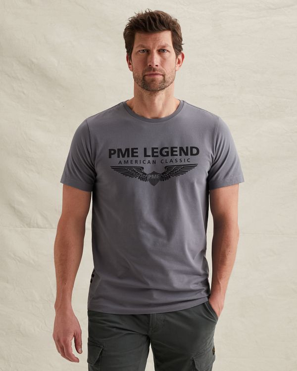 T-shirt with logo – Grey Comfort Denim – T-shirts | PME LEGEND