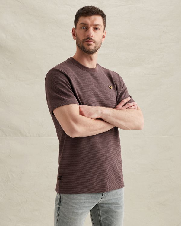 T-shirt with two-tone stripe pattern and texture – Burnshed Lilac – T-shirts | PME LEGEND
