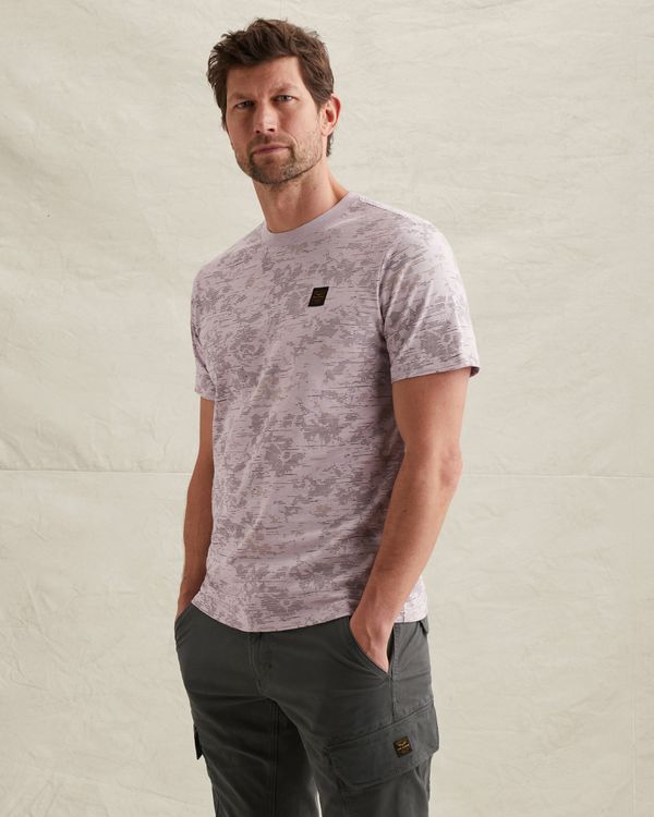 T-shirt in slub cotton with allover print – Burnshed Lilac – T-shirts | PME LEGEND