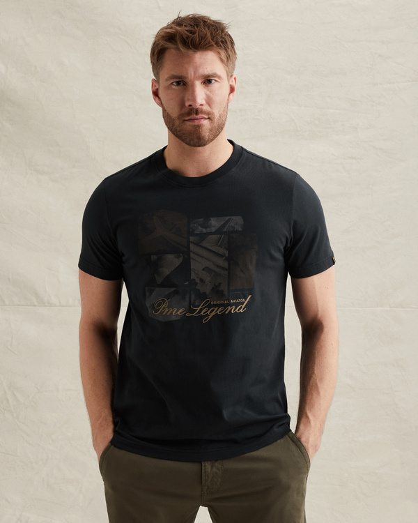T-shirt in jersey with rugged artwork – Black Indigo – T-shirts | PME LEGEND