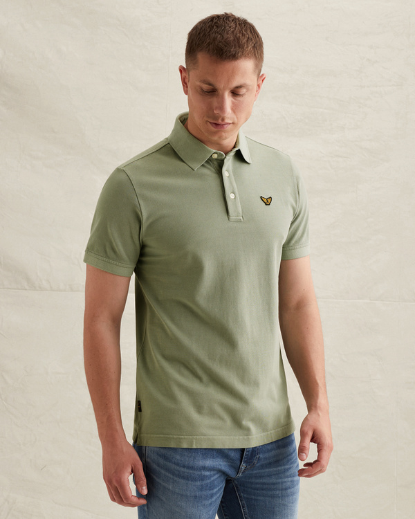 Polo shirt with garment-dye wash and tailwing logo – Weeping Willow – Polo shirts | PME LEGEND