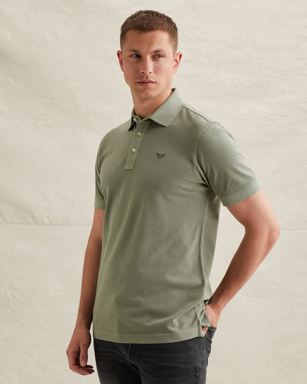Polo shirt in piqué with garment-dye wash – Weeping Willow – Polo shirts | PME LEGEND