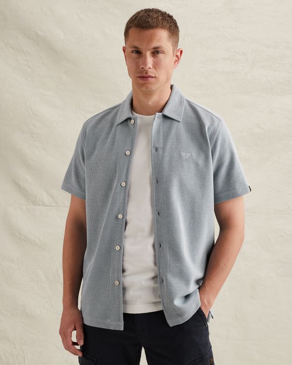 Shirt with short sleeves in interlock jersey – Black Indigo – Casual shirts | PME LEGEND