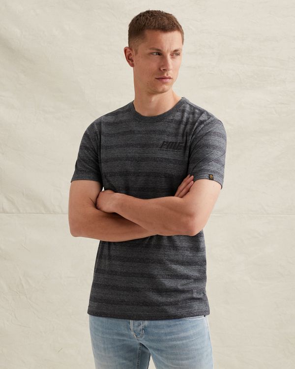 T-shirt with tonal stripe pattern – Black Indigo – T-shirts | PME LEGEND