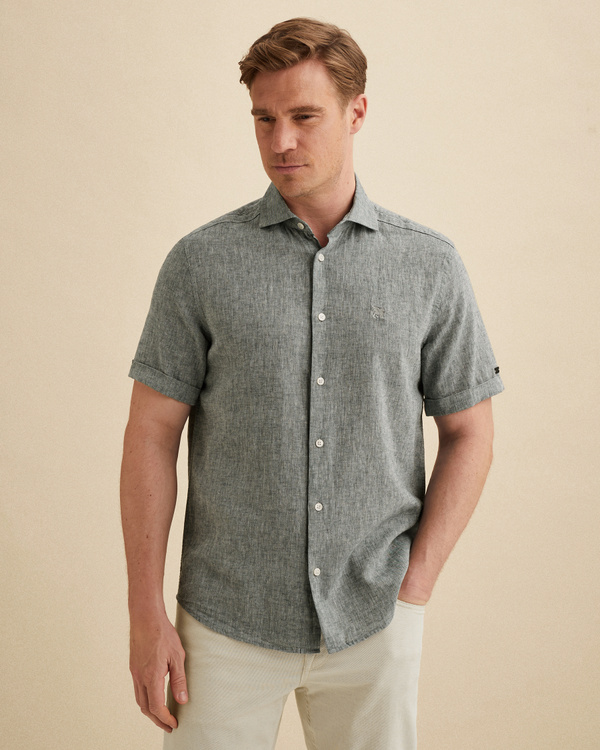 Shirt with short sleeves in linen blend – Black Indigo – Casual shirts | VANGUARD