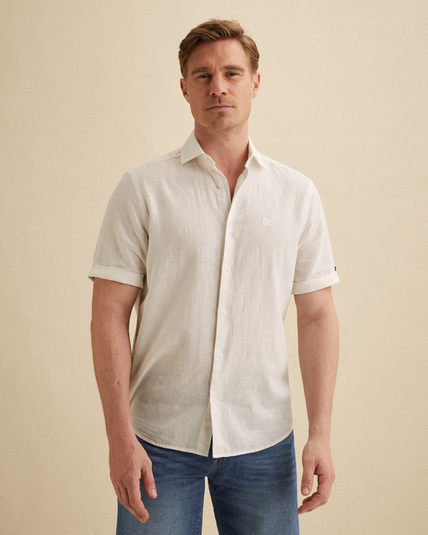 Shirt with short sleeves in linen blend – Snow White – Casual shirts | VANGUARD