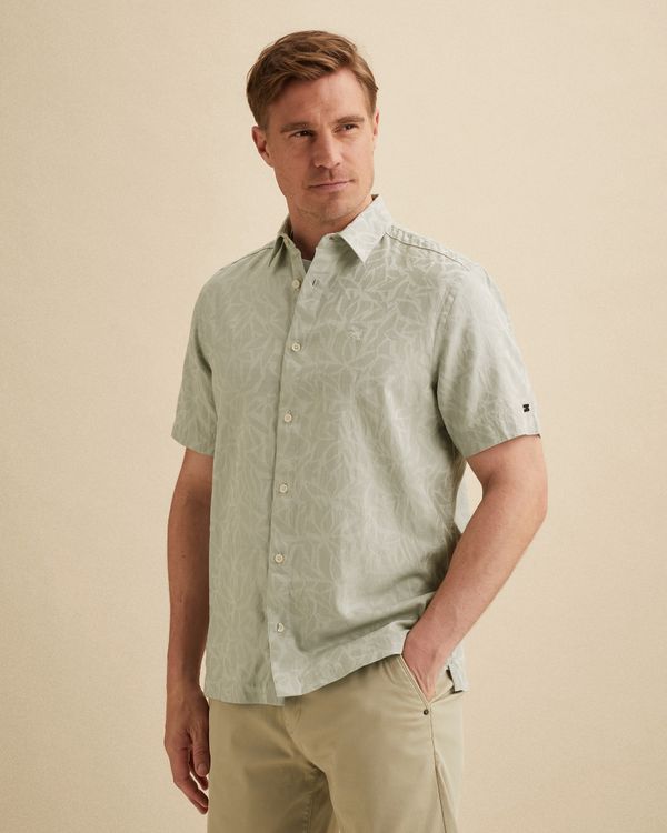 Chemise à manches courtes avec motif jacquard intégral – Grey Comfort Denim – Chemises décontractées | VANGUARD