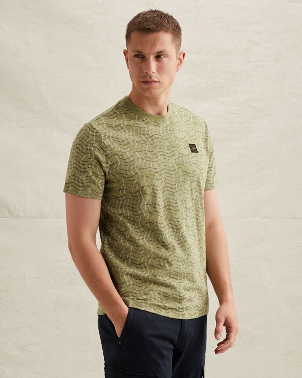 T-shirt in slub jersey with allover print and badge – Weeping Willow – T-shirts | PME LEGEND