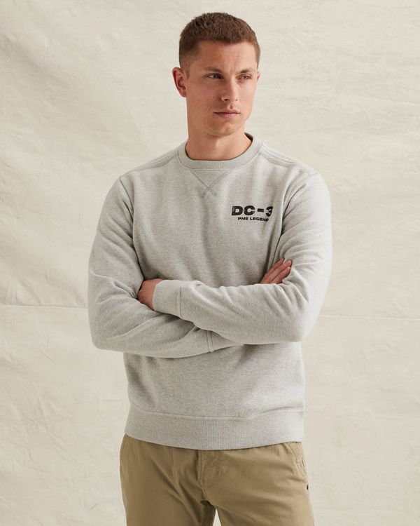 Sweatshirt with garment-dye wash and artwork – Grey Comfort Denim – Sweatshirts | PME LEGEND
