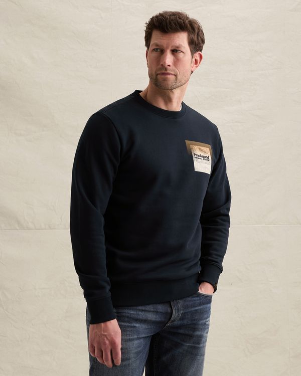 Sweatshirt in 100% cotton with crewneck – Black Indigo – Sweatshirts | PME LEGEND