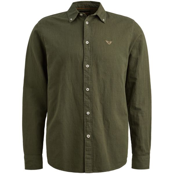 Overhemd van katoen/linnen met garment-dye wassing – Weeping Willow – Casual overhemden | PME LEGEND