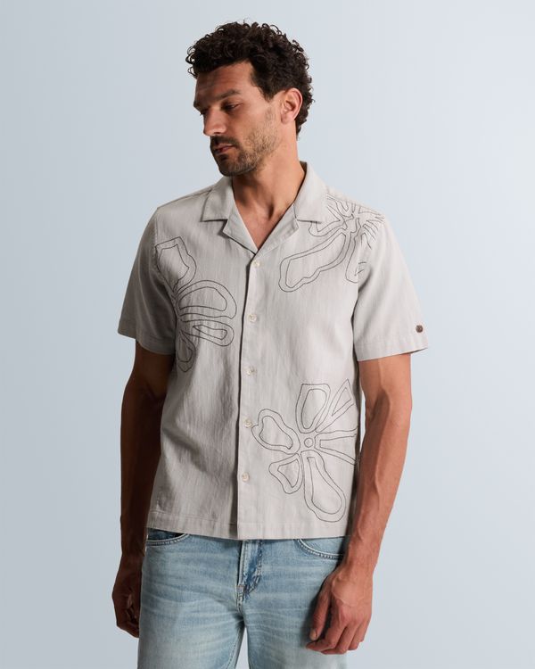 Shirt with short sleeves and open collar – Grey Comfort Denim – Casual overhemden | CAST IRON