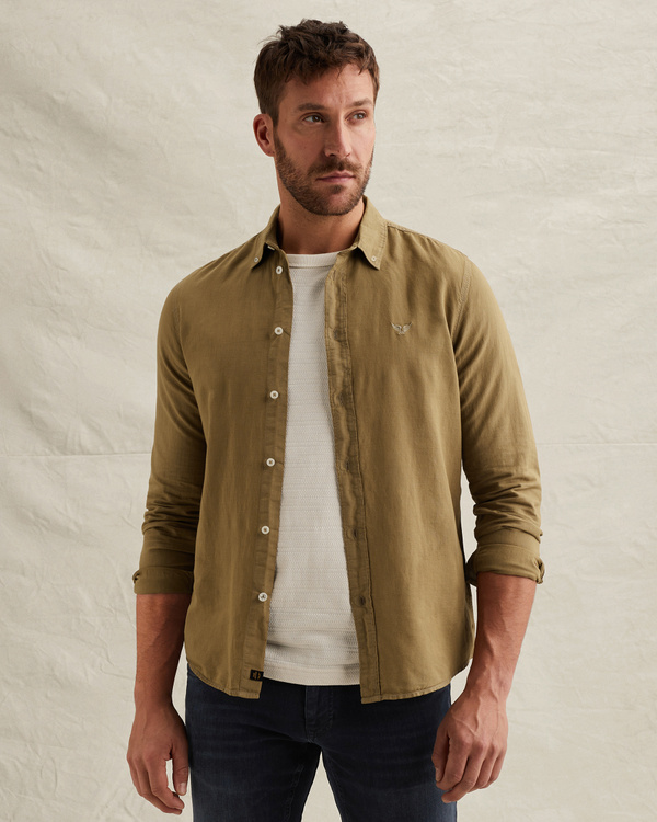 Hemd aus Baumwolle/Leinen mit Garment-Dye-Waschung – Weeping Willow – Casual-Hemden | PME LEGEND