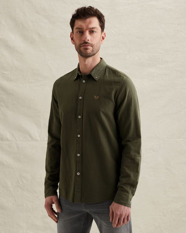 Overhemd van katoen/linnen met garment-dye wassing – Weeping Willow – Casual overhemden | PME LEGEND