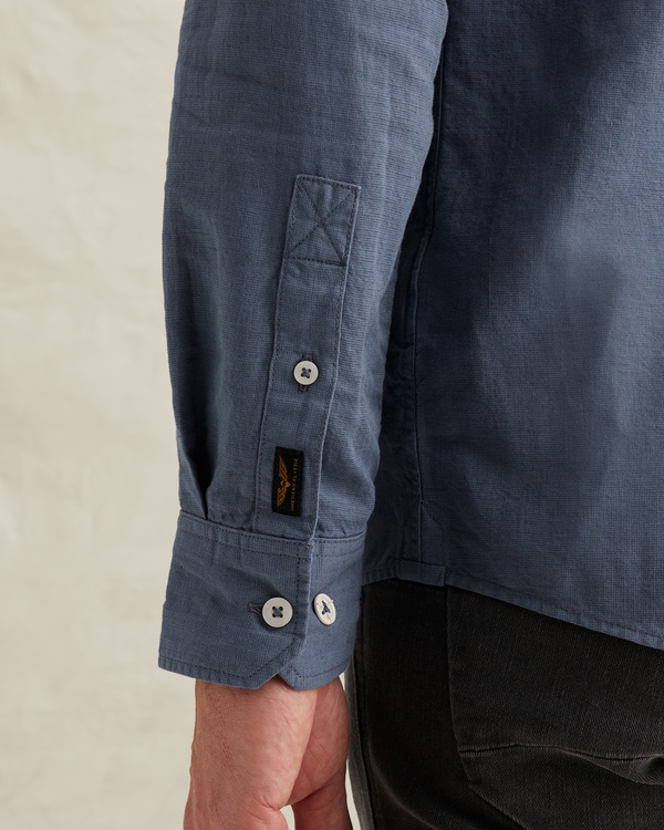 Overhemd van katoen/linnen met garment-dye wassing