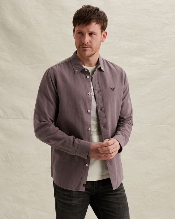Hemd aus Baumwolle/Leinen mit Garment-Dye-Waschung – Burnshed Lilac – Casual-Hemden | PME LEGEND